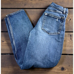 Gap Jeans Womens 0/25 Blue Denim Cheeky Straight High Rise Medium Wash Distress